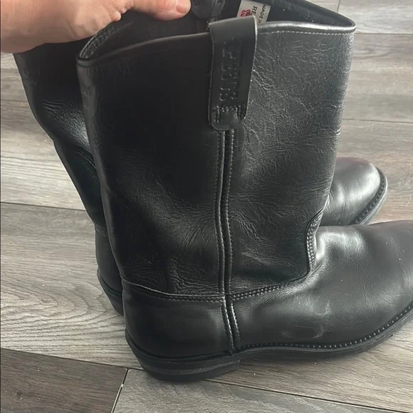 Red Wing Black Leather Boots Durable Pull-On Red Wing Pecos Pull-On Boot 8169 Black Chrome Leather 6D  main image 2